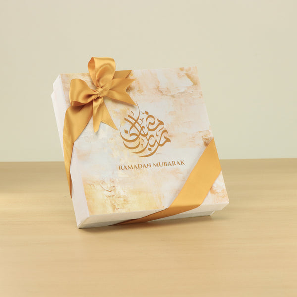 Ramadan Mubarak designed premium nut stuffed dates 9P hard box