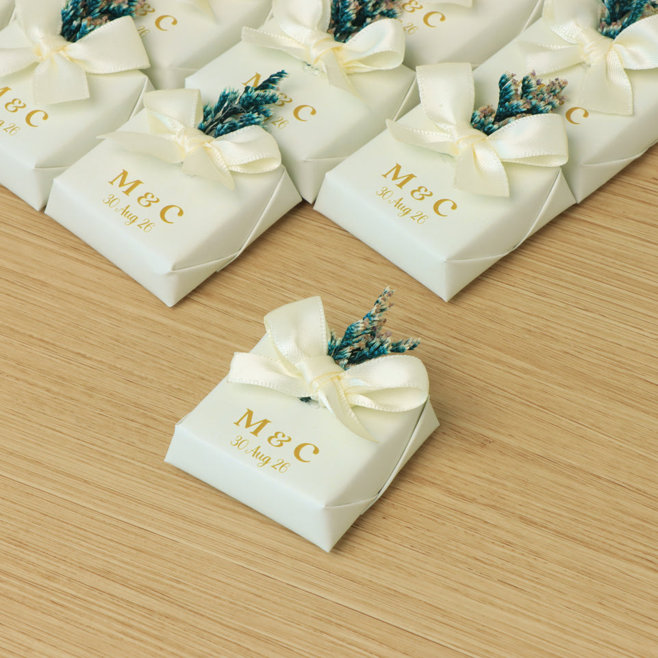 Bridal personalized and ribbon decorated chocolate