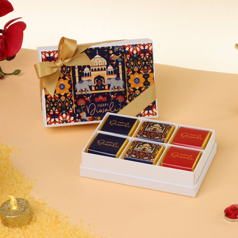 Happy diwali majestic designed 6-piece chocolate hard box giveaway