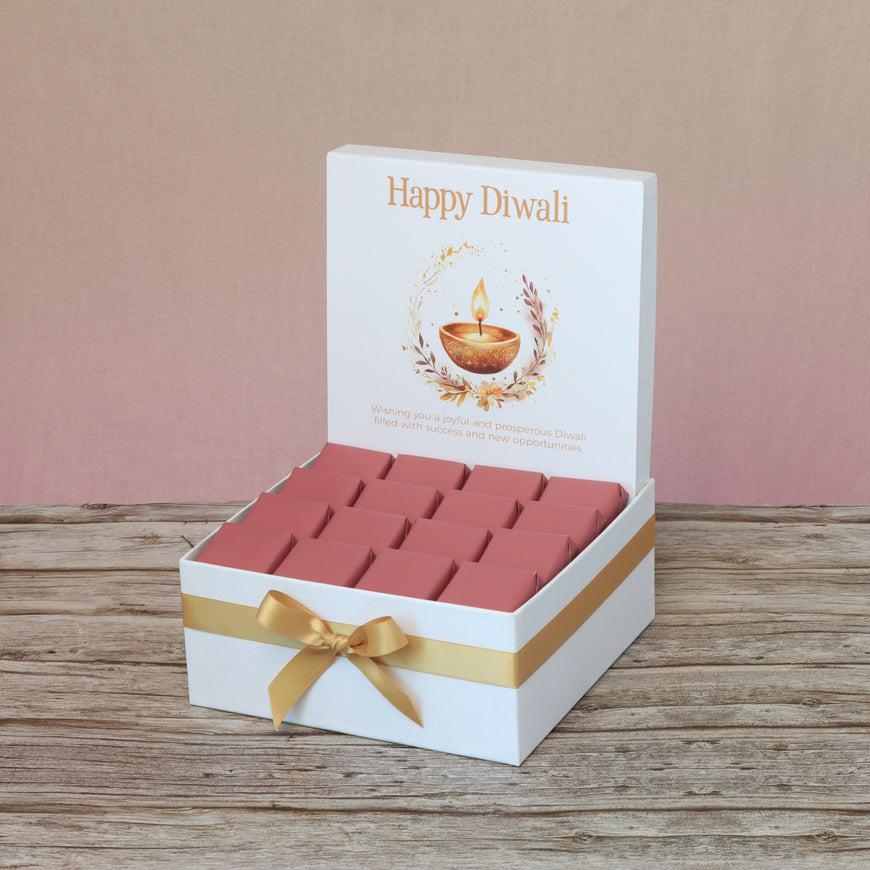 Happy diwali luminous candle wreath designed premium chocolate medium hamper