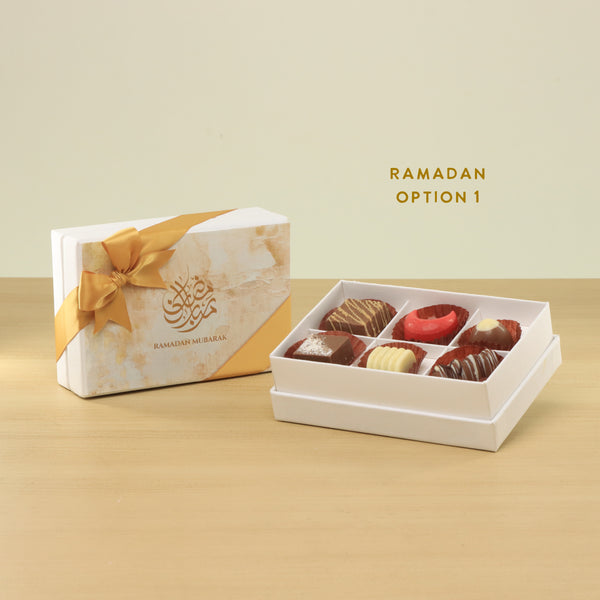 Set of 8 Ramadan Eid Mubarak designed premium chocolate 6P hard box