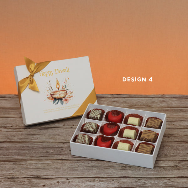 Happy diwali floral candle designed premium chocolate 12P hard box