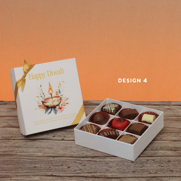 Happy diwali floral candle designed premium chocolate 9P hard box