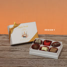 Set of 8 corporate customized happy diwali floral candle designed premium chocolate 6p hard box