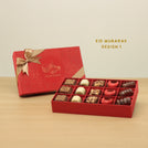 Ramadan Eid Mubarak designed premium chocolate 15P red hard box