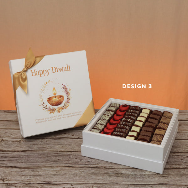 Happy diwali floral candle designed premium chocolate hard box