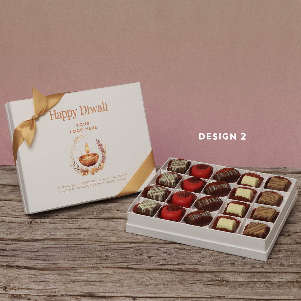 Set of 3 corporate customized happy diwali floral candle designed premium chocolate 20p hard box