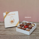 Set of 5 corporate customized happy diwali floral candle designed premium chocolate 9p hard box