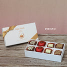 Set of 6 corporate customized happy diwali floral candle designed premium chocolate 8p hard box