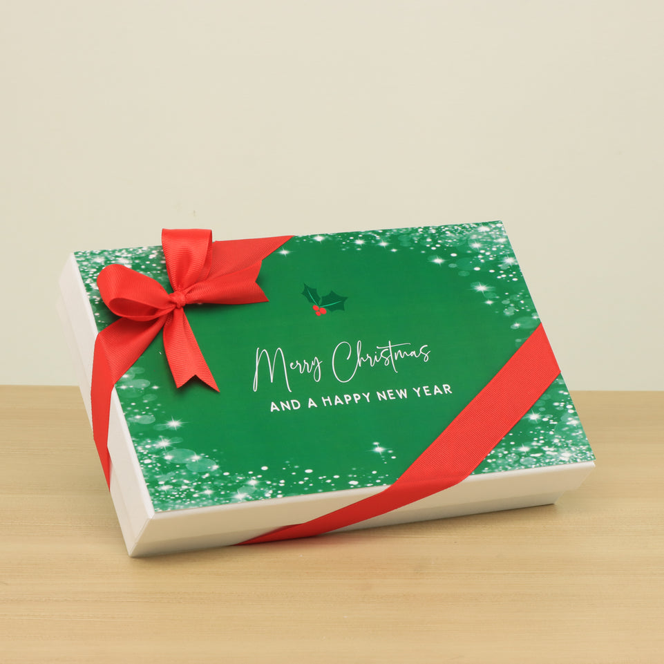 Merry christmas snow flakes designed premium chocolate 15 piece hard box
