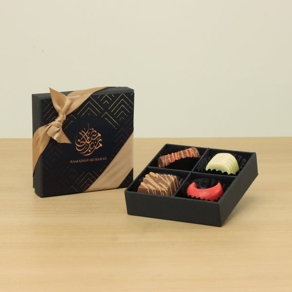 Set of 15 Ramadan Mubarak premium chocolate 4P black hard box giveaway
