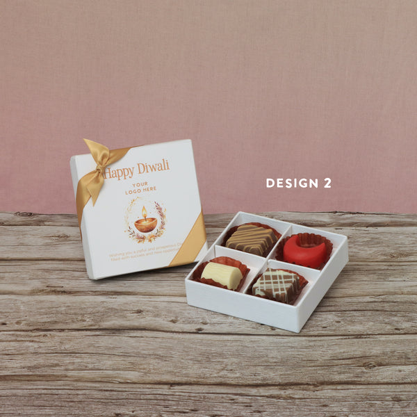 Set of 15 corporate customized happy diwali floral candle designed premium chocolate 4p hard box