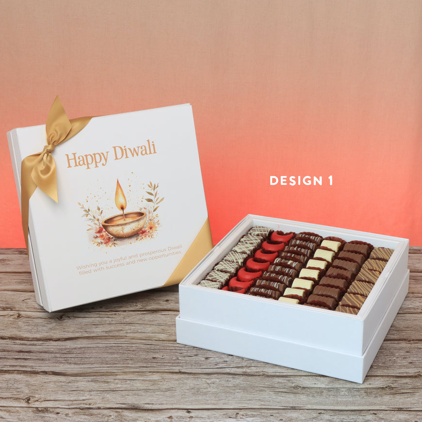Happy diwali floral candle designed premium chocolate hard box