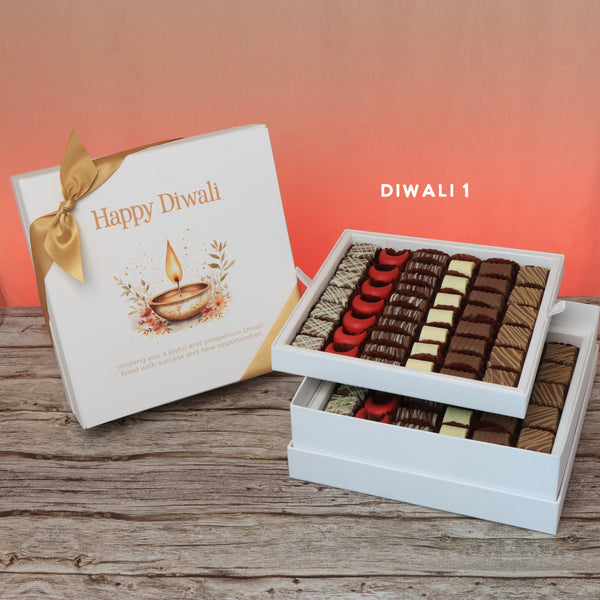 Happy diwali floral candle designed premium chocolate 2-layer hard box