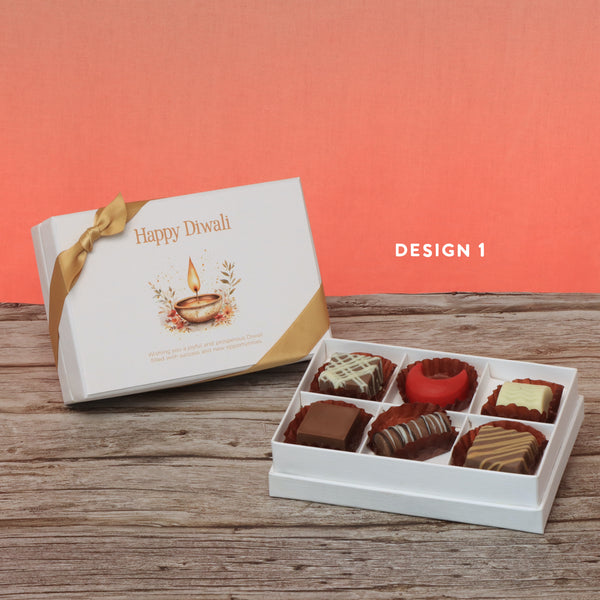 Set of 8 Happy diwali floral candle designed premium chocolate 6P hard box
