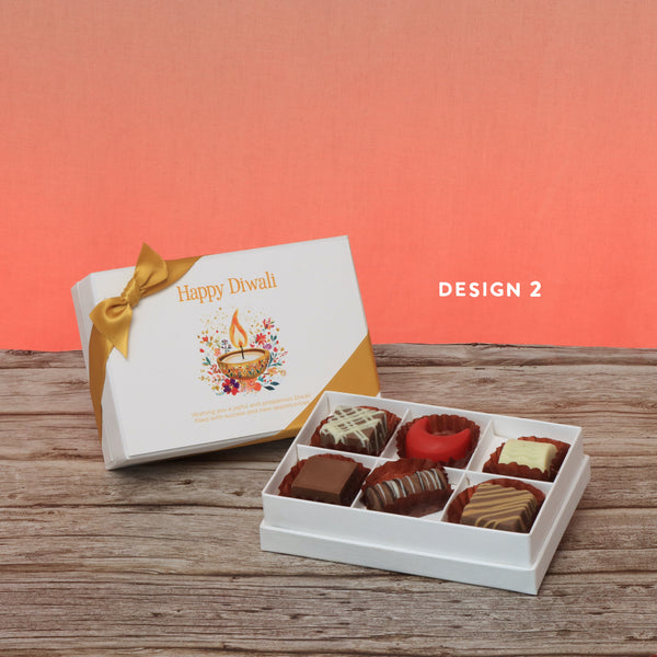 Set of 8 Happy diwali floral candle designed premium chocolate 6P hard box