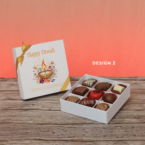 Happy diwali floral candle designed premium chocolate 9P hard box