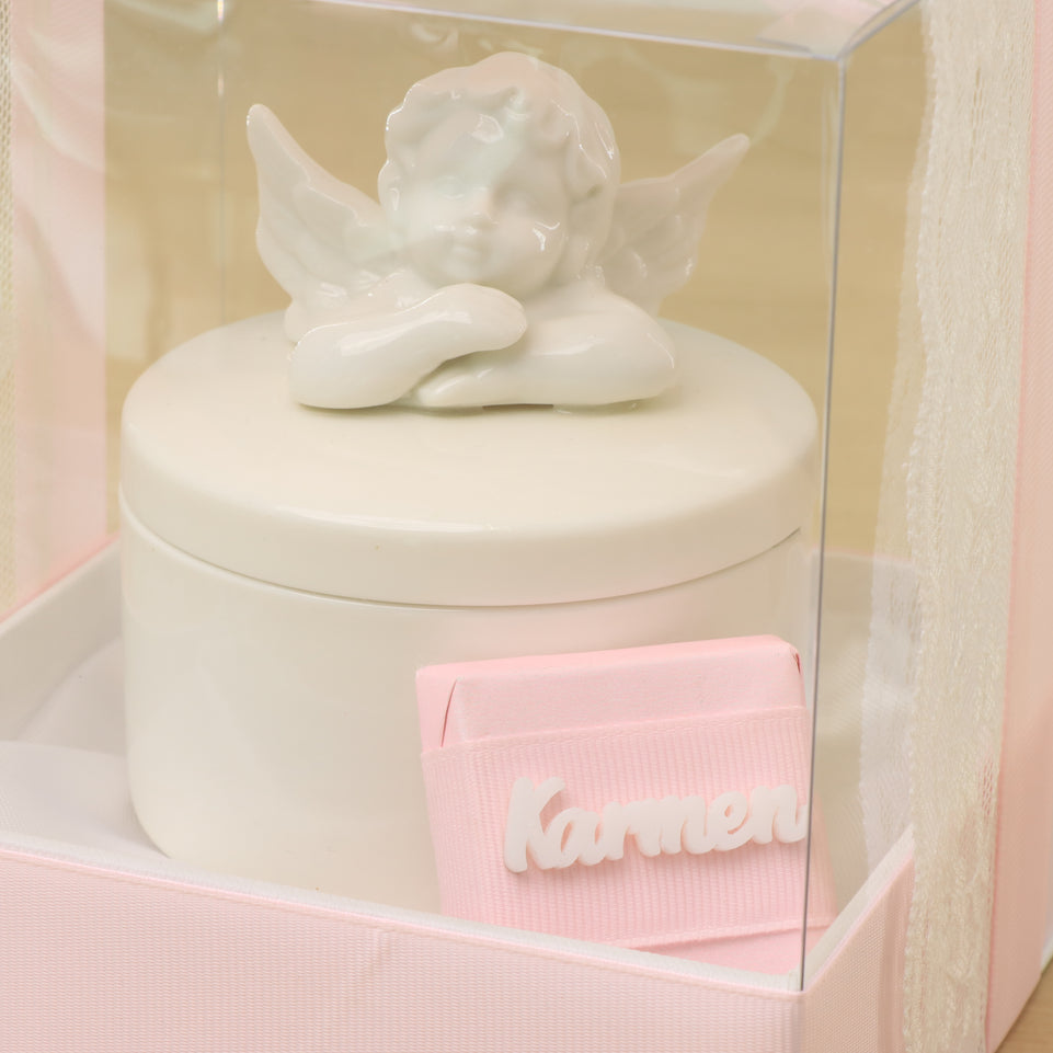 Set of 20 Baby girl ceramic angel box giveaway