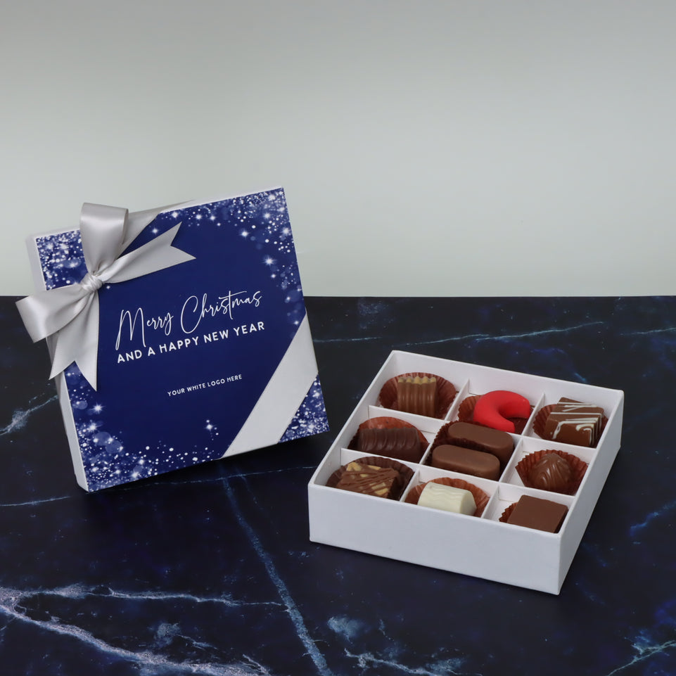 Merry christmas & happy new year winter designed chocolate 9-piece hard box