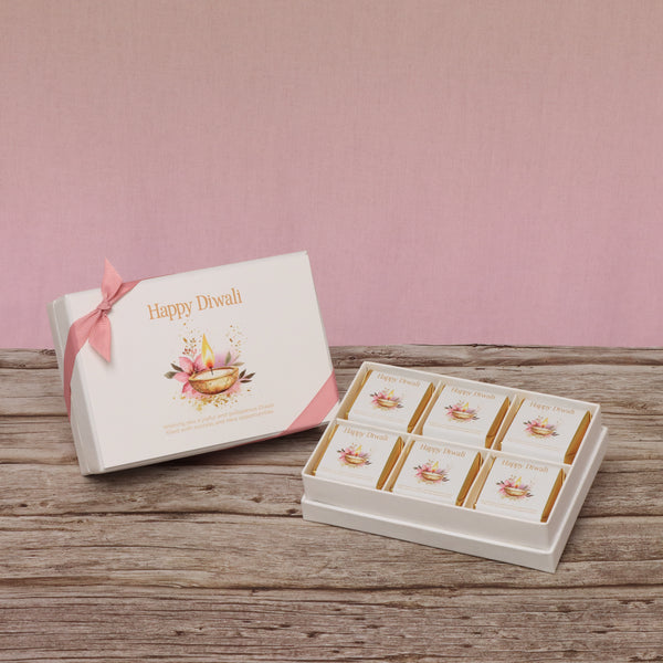 Set of 8 Happy diwali floral candle lights designed premium chocolate 6P hard box