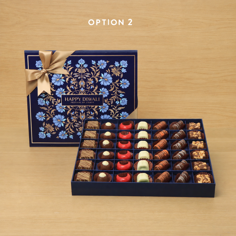 Happy Diwali Festival of Lights floral designed premium chocolate 42P hard box
