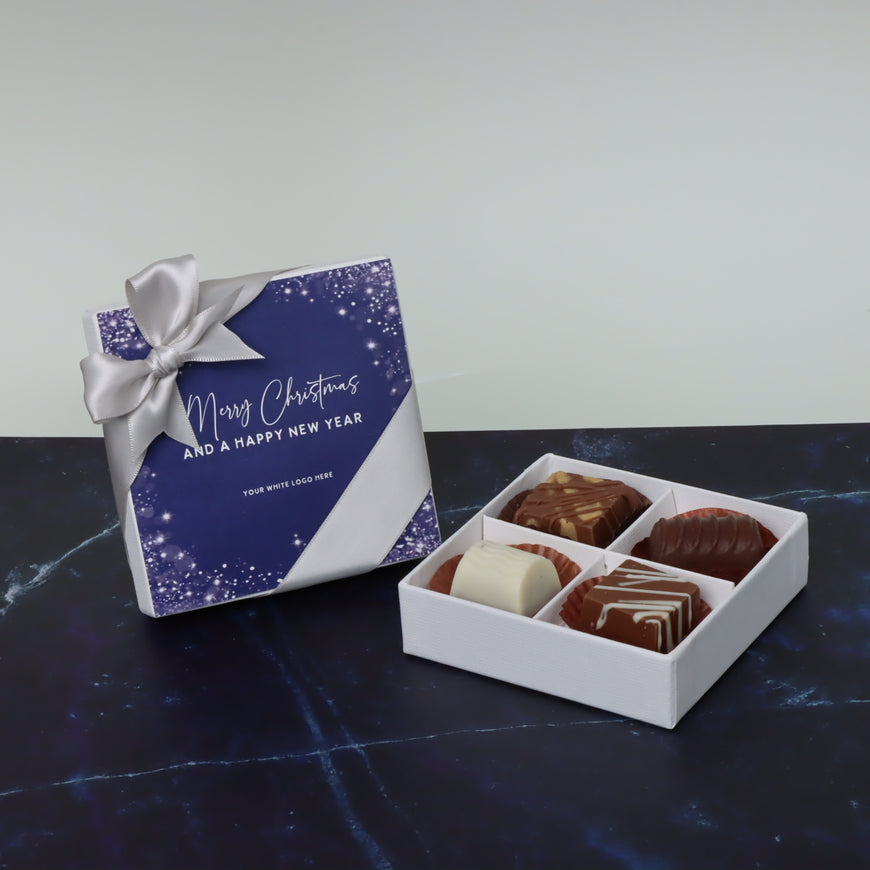 Merry christmas & happy new year winter designed chocolate 4-piece hard box