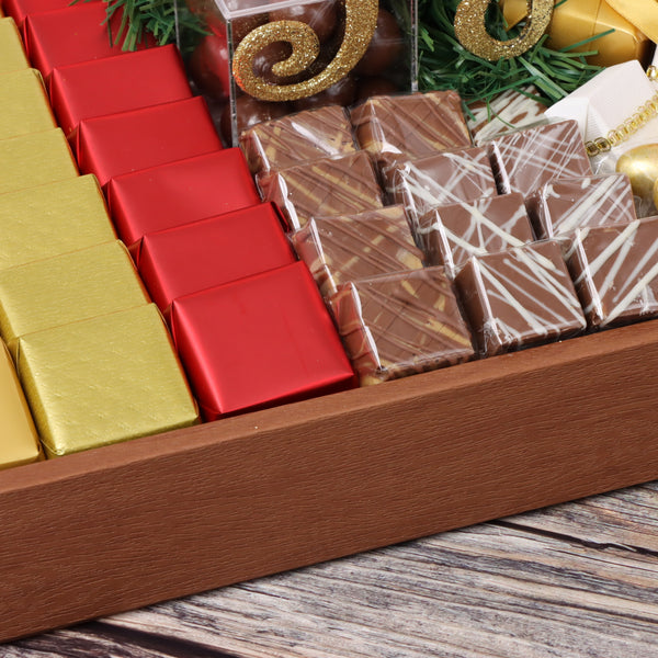 Christmas joy acrylic decorated chocolate medium leather tray