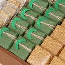 Rustic ramadan kareem decorated chocolate leather tray