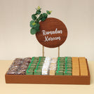 Rustic ramadan kareem decorated chocolate leather tray
