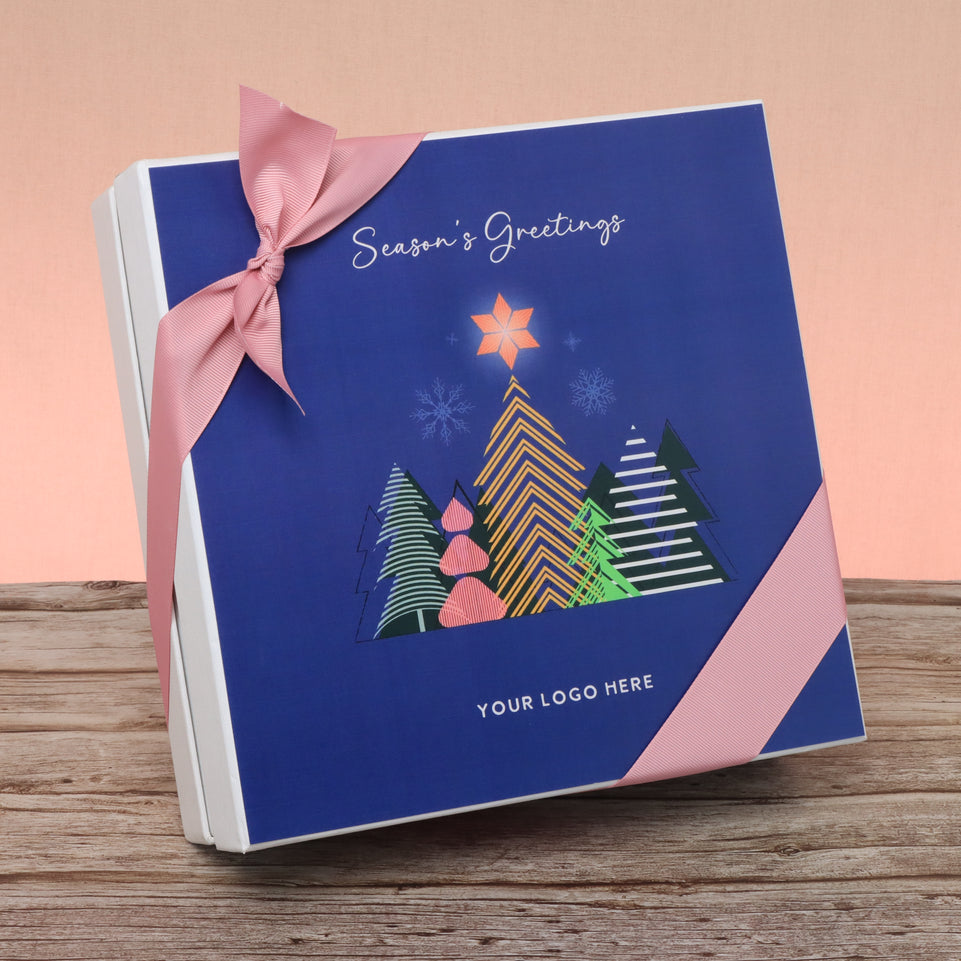 Corporate customized season's greetings designed premium chocolate 2-layer hard box