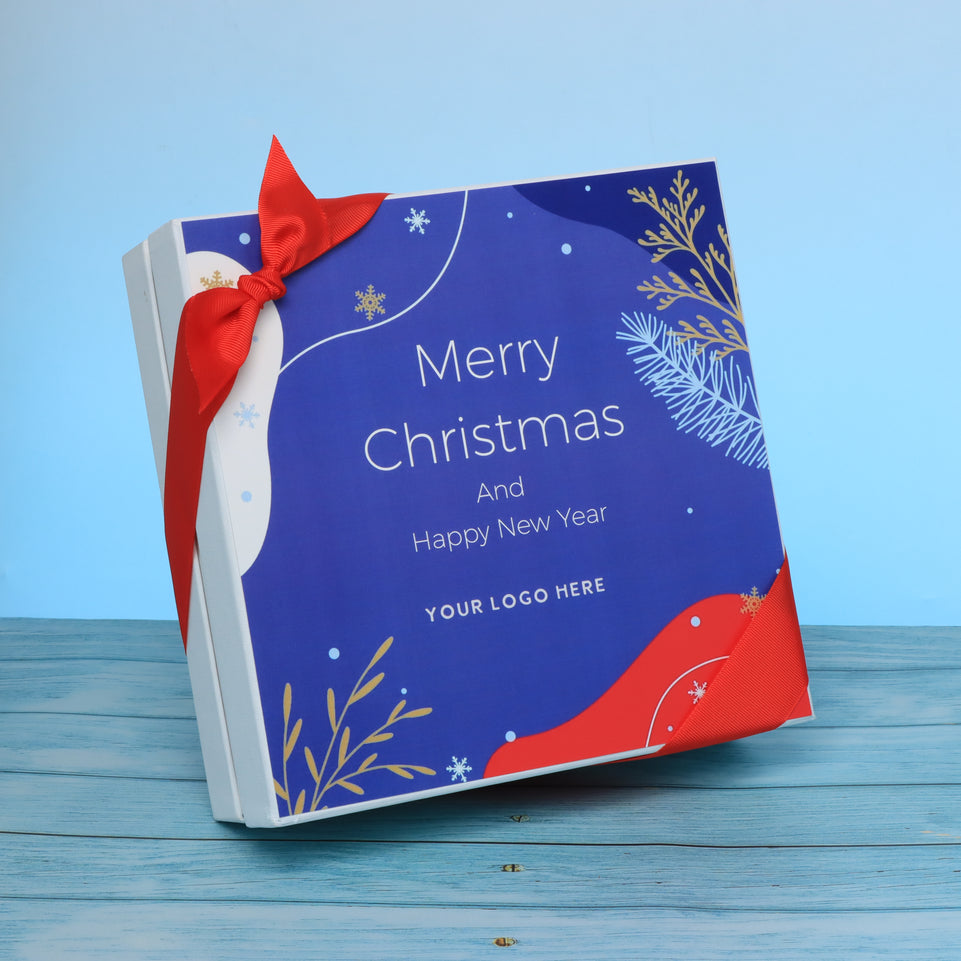 Set of 2 corporate customized merry christmas designed premium chocolate hard box