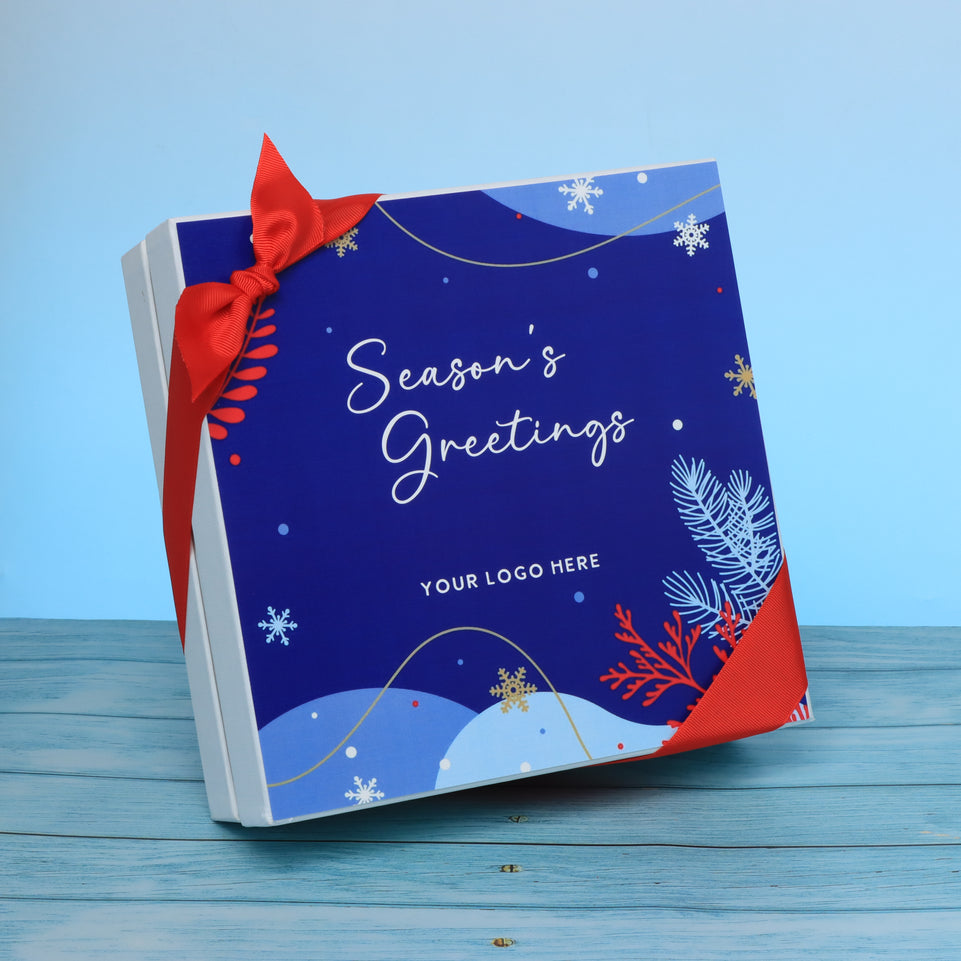 Set of 2 corporate customized season's greetings designed premium chocolate hard box