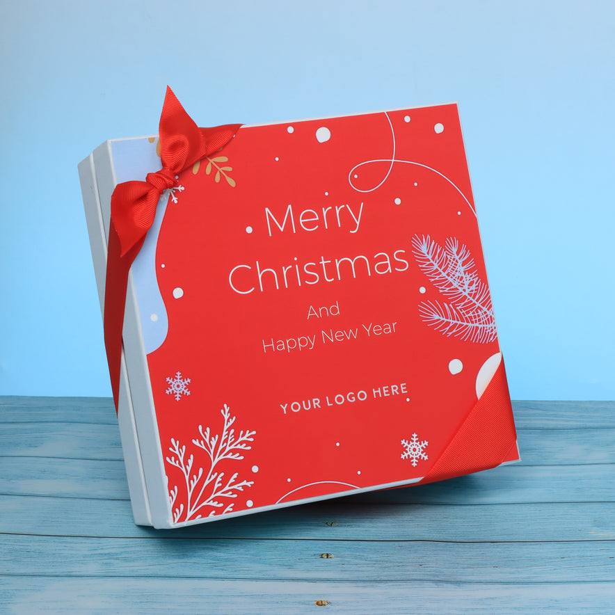 Set of 2 corporate customized merry christmas designed premium chocolate hard box