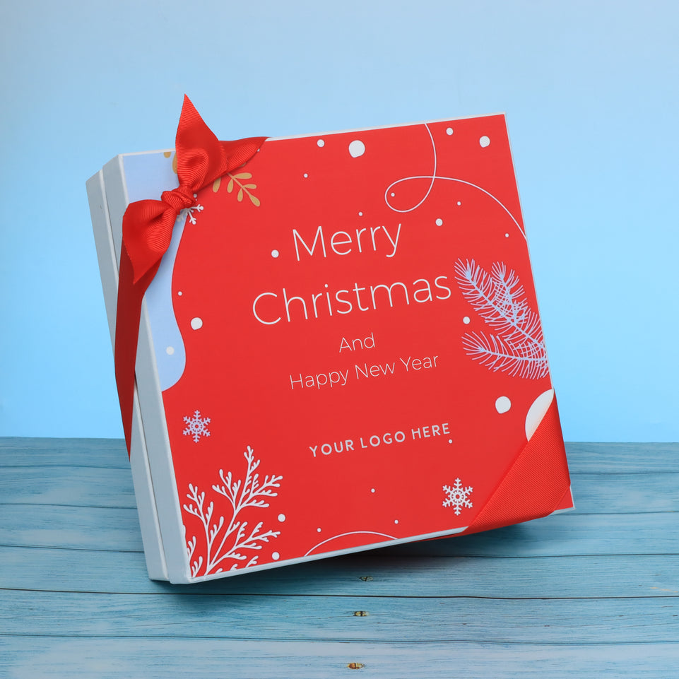 Set of 2 corporate customized merry christmas designed premium chocolate hard box