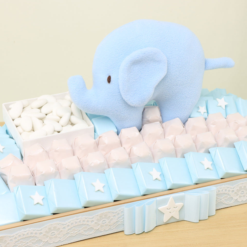 Baby boy Elephant decorated premium chocolate medium wood tray