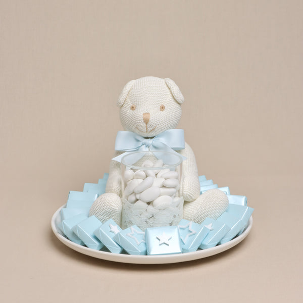 Baby boy acrylic star decorated chocolate & almond dragees ceramic plate