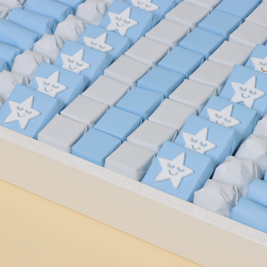 Baby boy cloud star theme chocolate large leather tray