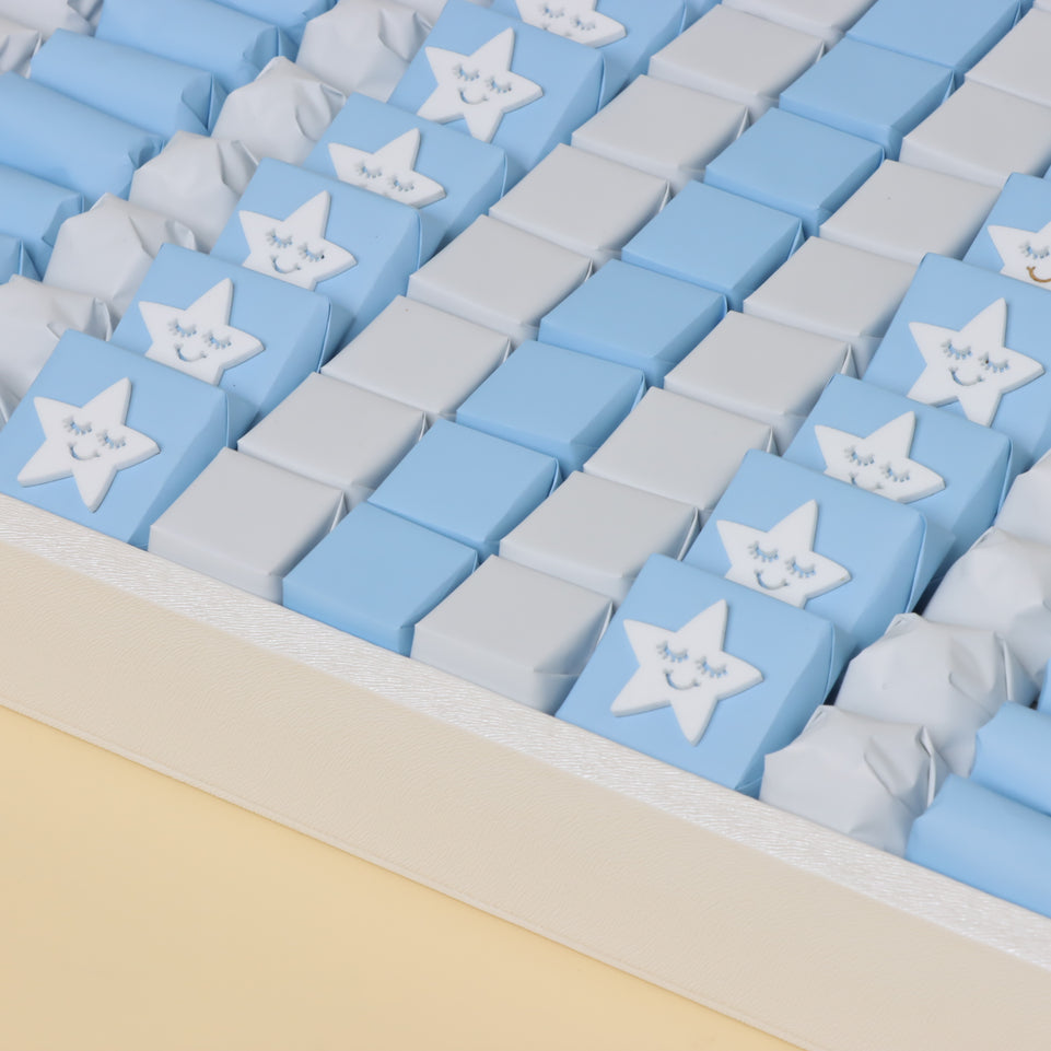 Baby boy cloud star theme chocolate large leather tray