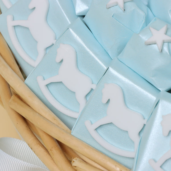 Baby boy horse theme acrylic decorated chocolate extra large basket