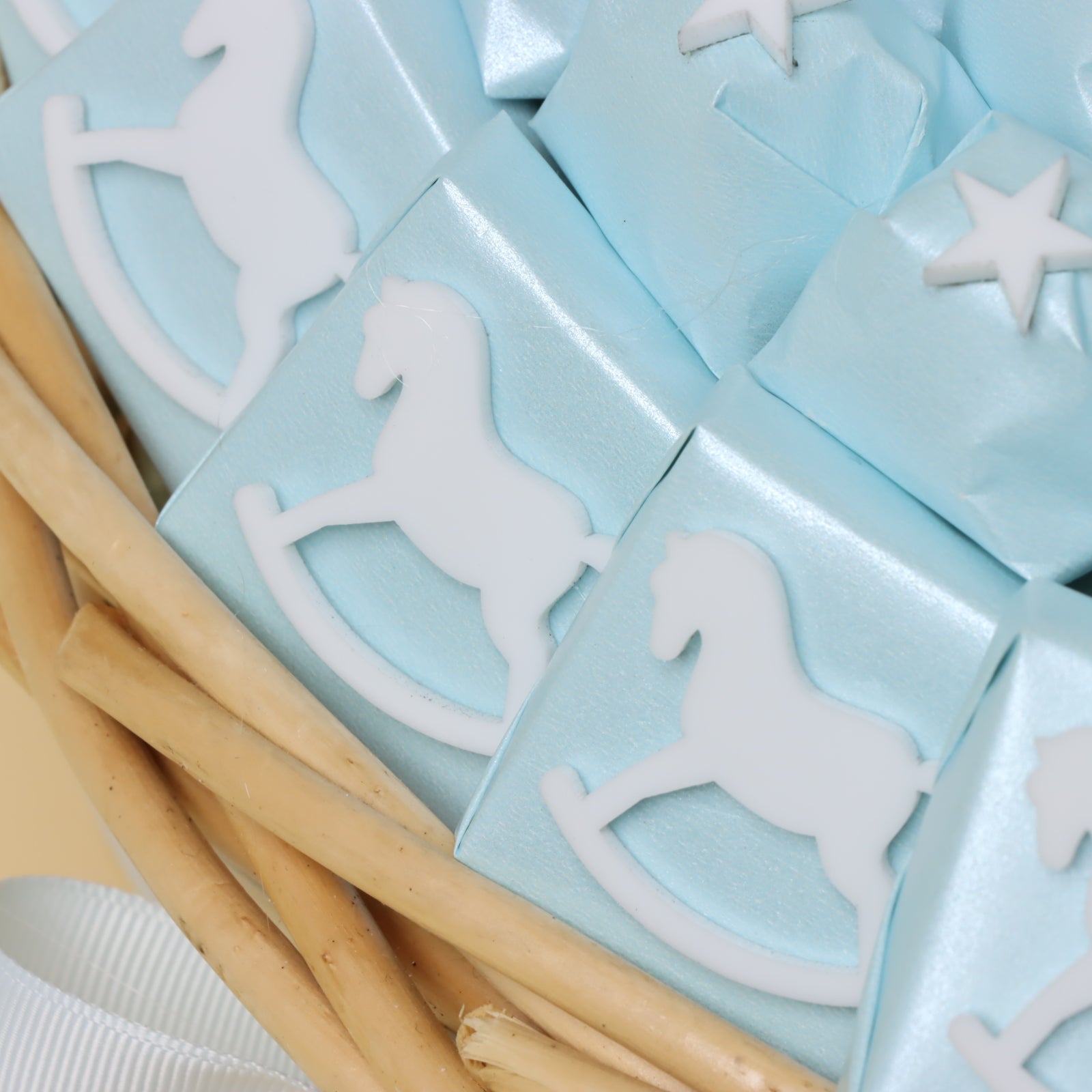 Baby boy horse theme acrylic decorated chocolate extra large basket
