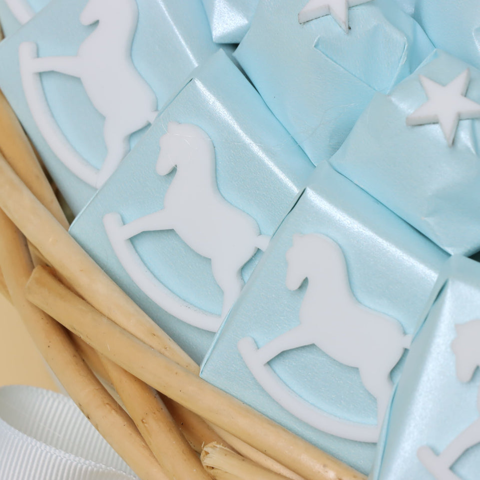 Baby boy horse theme acrylic decorated chocolate extra large basket