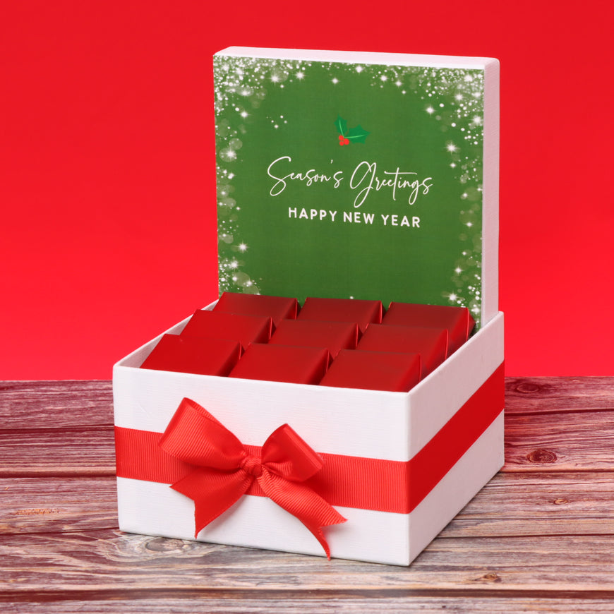 Season's greetings , Merry christmas & happy new year designed chocolate small hamper