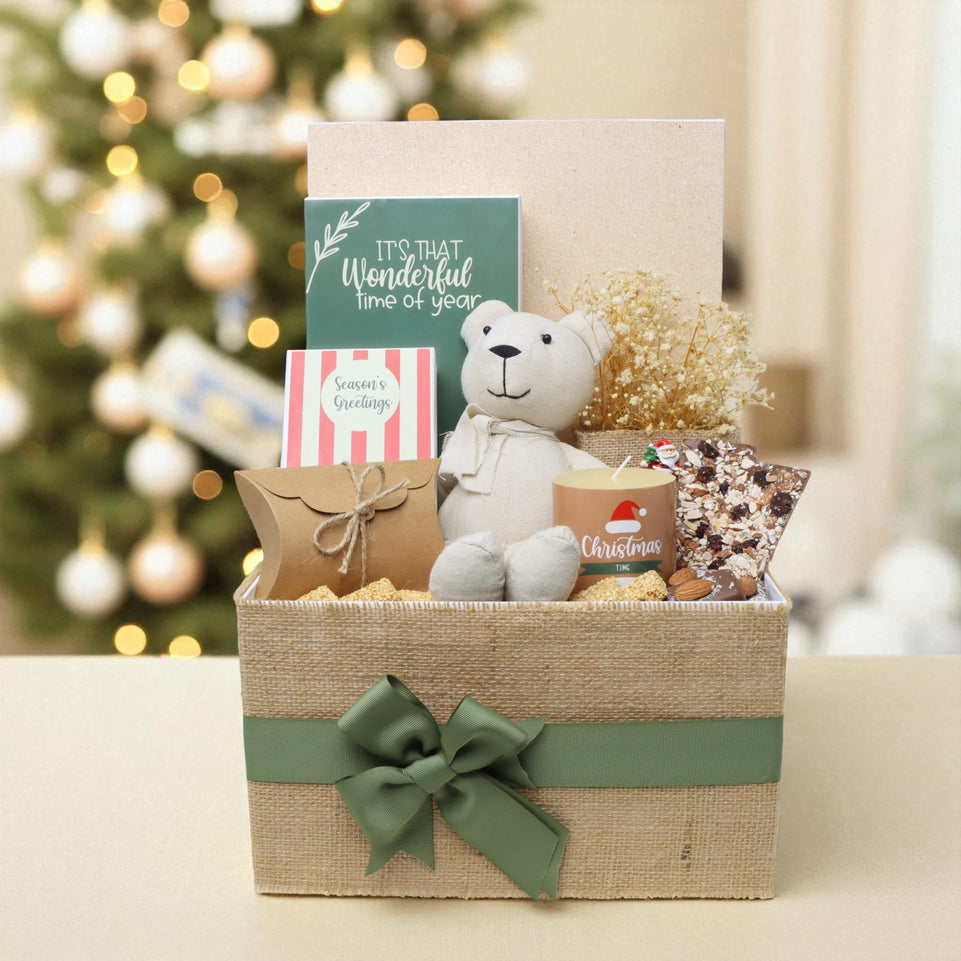 Christmas teddy decorated premium chocolate & sweets extra large hamper