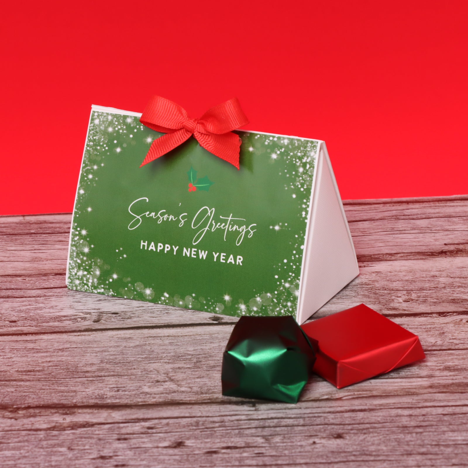 Set of 20 Season's greetings designed premium chocolate triangle box giveaway