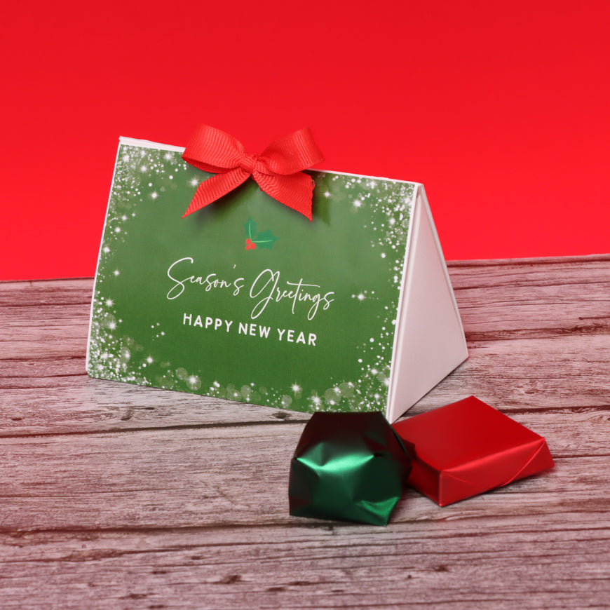 Season's greetings designed chocolate triangle box giveaway