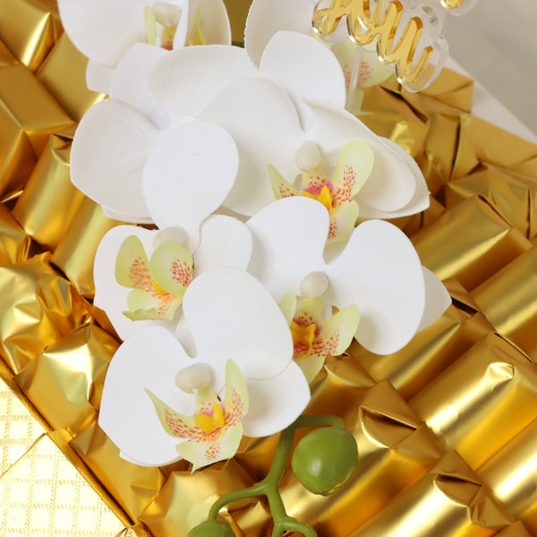 Thank you flower decorated premium chocolate medium leather tray