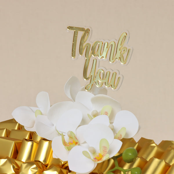Thank you flower decorated premium chocolate medium leather tray