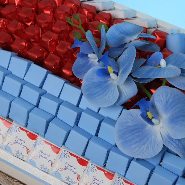 Season's greetings designed premium chocolate large leather tray