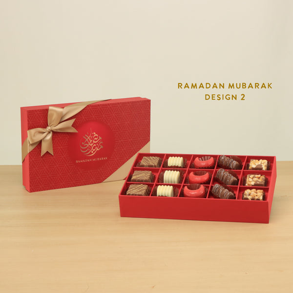 Ramadan Eid Mubarak designed premium chocolate 15P red hard box