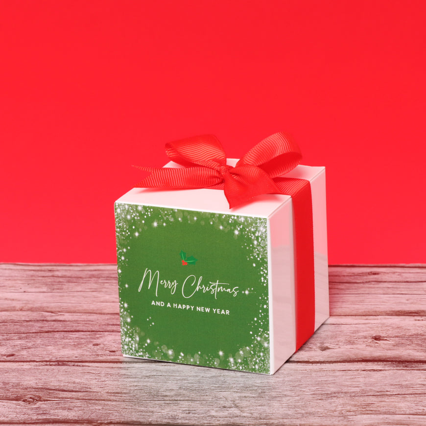 Merry christmas & happy new year designed chocolate cube box giveaway